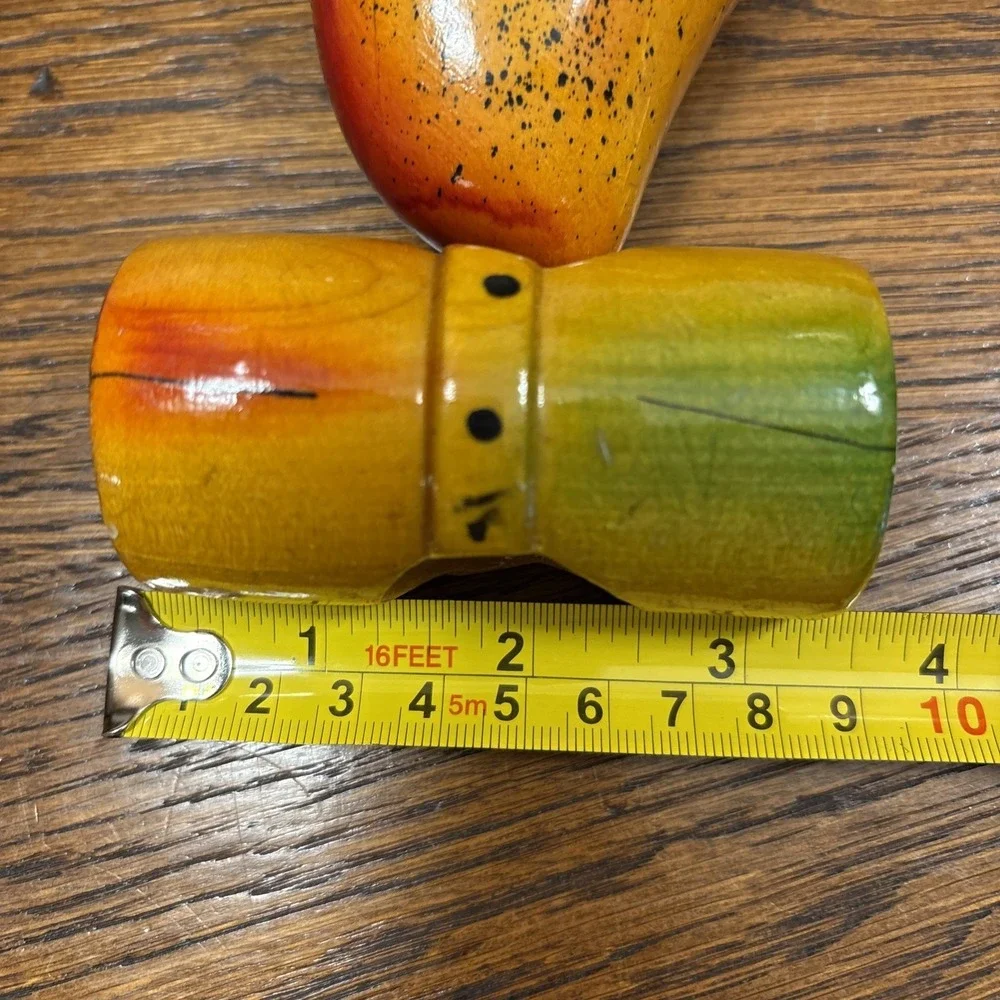 Set Of 6 Vintage Wood Carved Tropical Fruit Napkin Rings Pineapple Mango